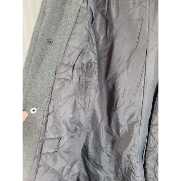 Carbon Wool Blend Coat Size Xl Gray Hooded Lined Pockets Long Button Front - Picture 8 of 11